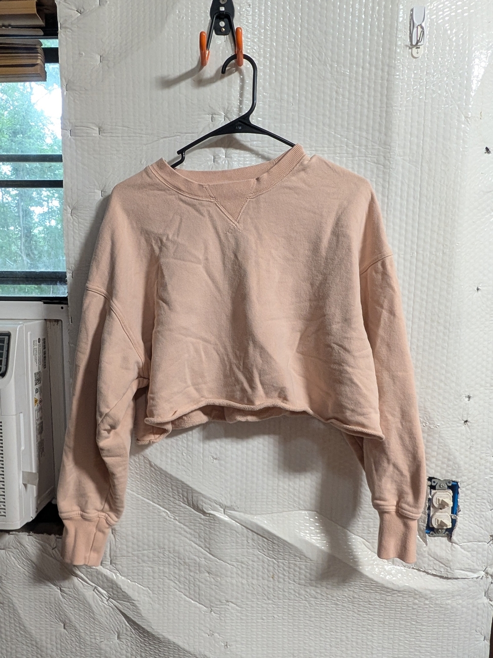 aerie Cropped Crewneck Sweatshirt - Blush Pink